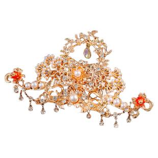 古风大唐汉服头冠金色华丽步摇头饰气质百搭发冠明制复古宫廷配饰