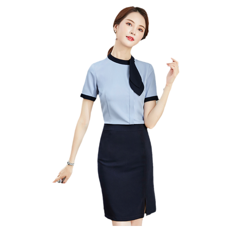 职场女性夏衬衫套装白领正装前台接待美容店长服形象售楼柜台工服