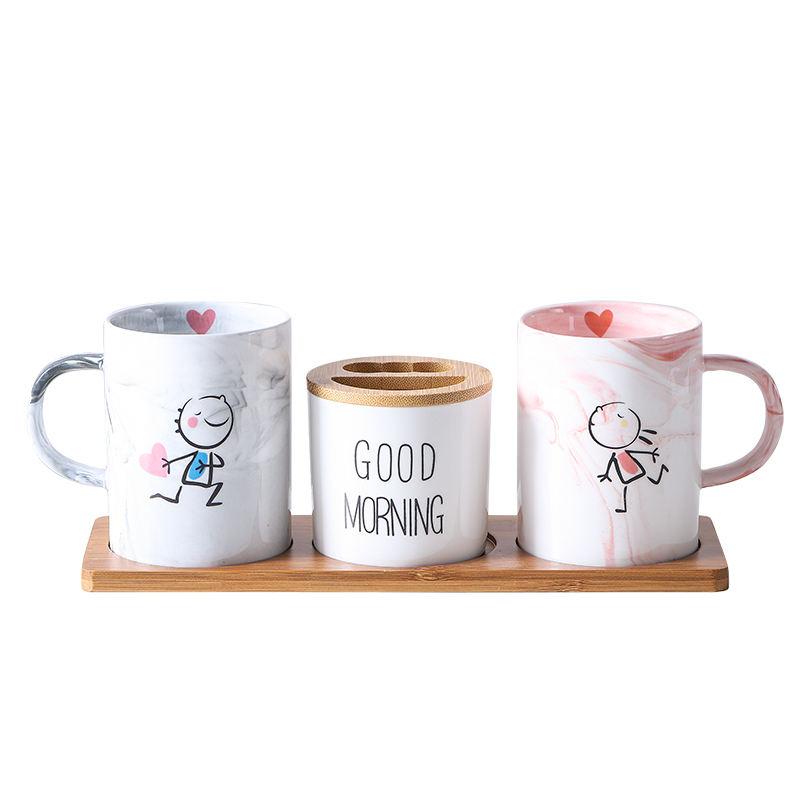 北欧大理石纹情侣漱口杯