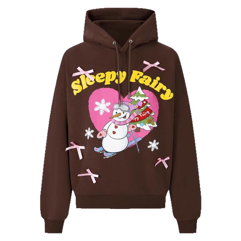 SleepyFairy【宋妍霏同款】秋冬雪人连帽卫衣套头可爱美式复古