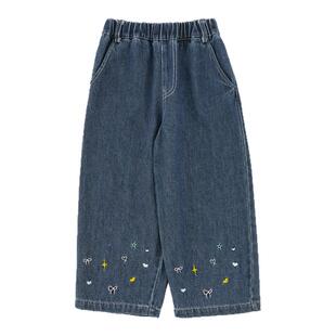 幼悠女童牛仔裤秋装不易褪色儿童羊毛混纺萝卜裤春秋女孩宽松裤子