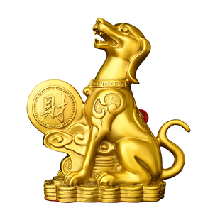 纯黄铜狗摆件生肖狗坐地生财狗西北缺角补角家居客厅办公室装饰品