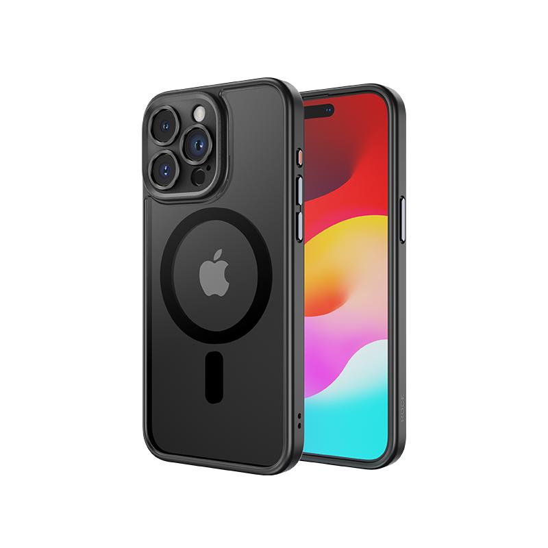 ROCK适用苹果15手机壳iPhone15ProMax全包镜头磁吸新款15pro磨砂保护套气囊防摔plus硅胶高级男精孔