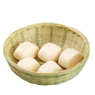 手工竹编篮家用馒头筐竹青水果篮平底圆形竹制厨房洗菜篮竹编制品