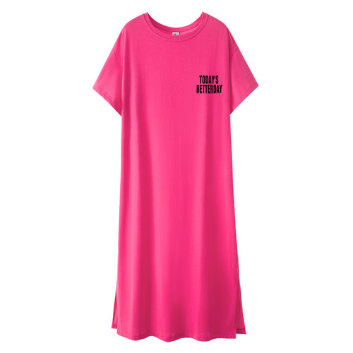 特大码女装遮肚子显瘦连衣裙胖mm夏装宽松纯棉过膝长款t恤裙200斤