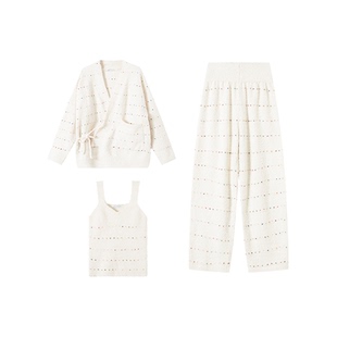 从轻豆豆绒睡衣女2025新高级感秋冬家居服套装半边绒可外穿三件套