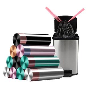 黑色垃圾袋家用加厚大号清洁袋抽绳式袋子厨房收口塑料袋平口特厚