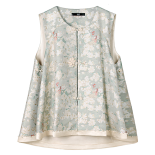 中国丝绸隆鹊陆美英栀子花仙子非遗宋锦马甲新中式国风100%桑蚕丝