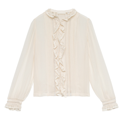 DOEN法式100%桑蚕丝长袖衬衫女