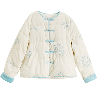 白鸭绒新中式羽绒服女2025冬季新款国风复古上衣短款加厚保暖外套