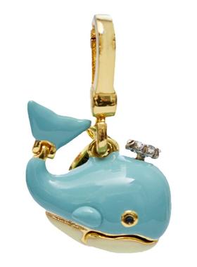 珐琅釉蓝鲸鱼可打开小狗吊坠项链
