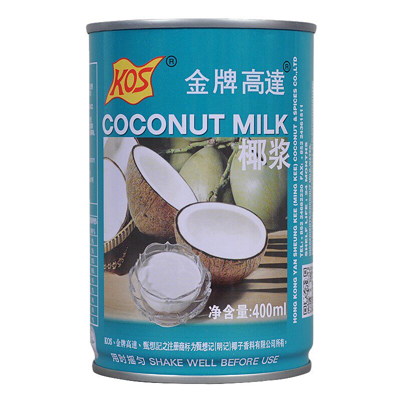 KOS金牌高达椰浆400ml*24罐甄想记椰奶西米露甜品烘焙原料包邮