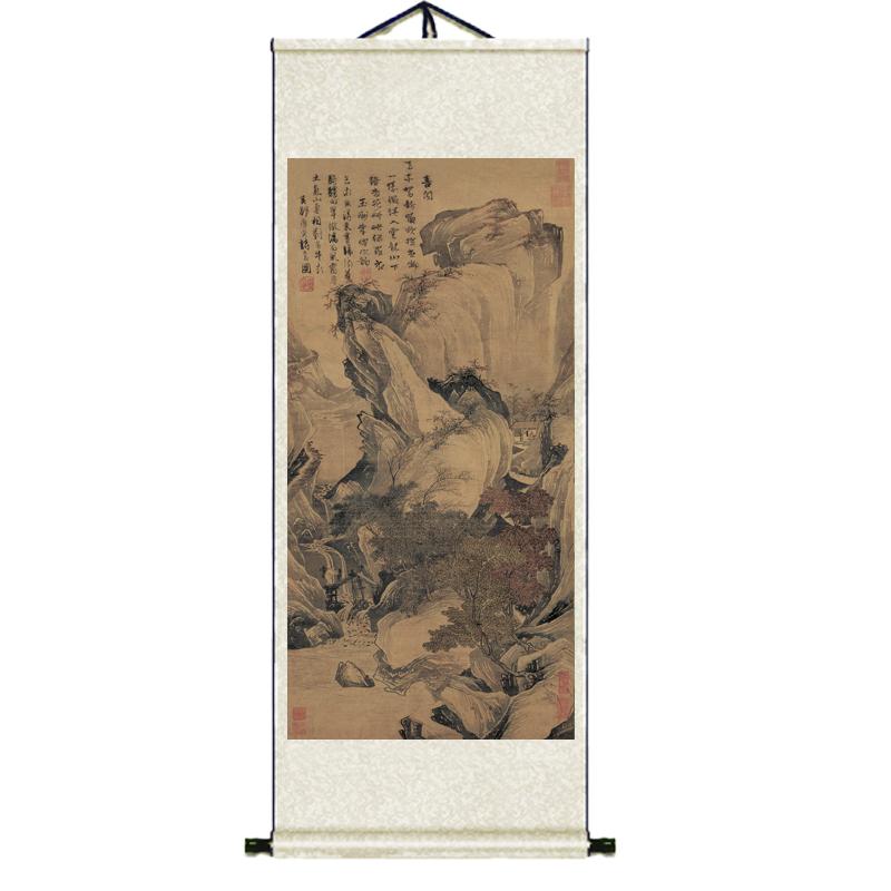 唐寅字畫(huà)絲綢禮品卷軸畫(huà)花鳥(niǎo)字畫(huà)