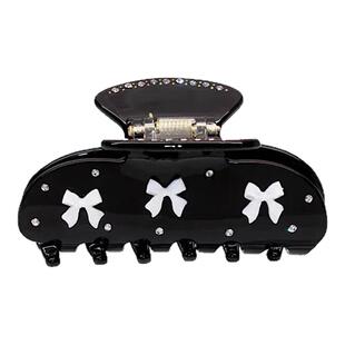 RTEP 定制Emijay黑色系蝴蝶结星芒复古镶钻醋酸中号抓夹鲨鱼发夹