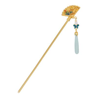 复古风扇形发簪流苏步摇发钗