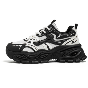 回力网红爆款男鞋冬季网面透气运动休闲黑白高级感百搭增高老爹鞋