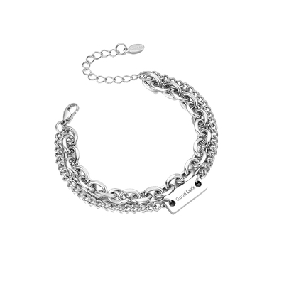 钛钢小众嘻哈冷淡风双层叠戴手链