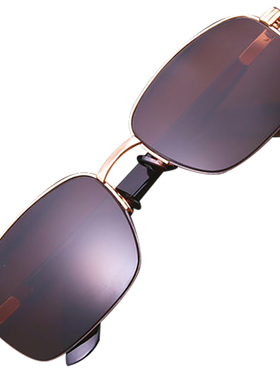 复古茶色中老年男士凉半框太阳镜