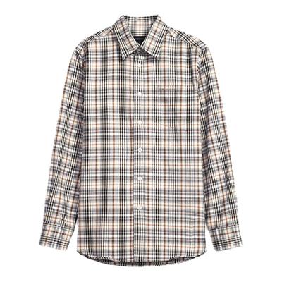 伦敦雾休闲经典全棉格纹长袖衬衫