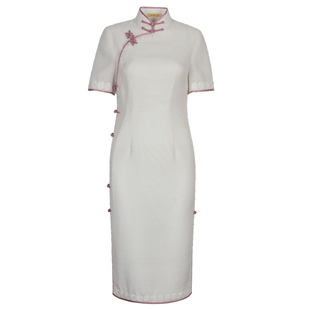 新式旗袍改良版连衣裙小清新淑女民国风气质优雅素雅显瘦中长款夏