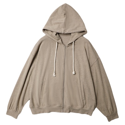 TANG TOWN 春夏空气感弹力休闲松弛宽松轻凉裸感莫代尔棉拉链卫衣