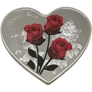 小红书同款心形玫瑰纪念币情人节七夕送女友礼物生日表白许愿币