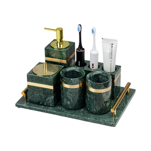 轻奢大理石洗漱套装洗手台纸巾盒托盘酒店浴室漱口杯牙刷架乳液瓶