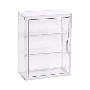 盲盒收纳展示架手办磁吸展示盒透明泡泡玛特柜子三层前开门收纳盒