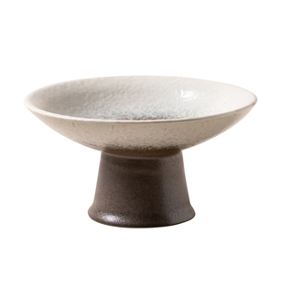 中式窑变陶瓷高脚果盘小精致茶店茶点点心盘家用干果水果高足托盘