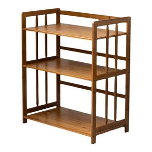 楠竹厨房置物架微波炉烤箱收纳架客厅实木锅具用品多层储物柜落地