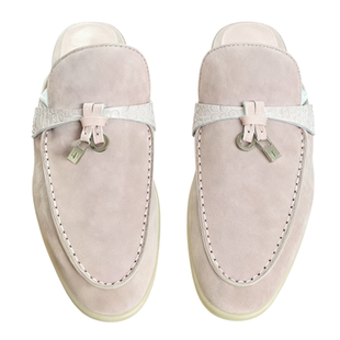 LP同版 Open Summer Walk鳄鱼真皮拼进口真皮牛皮女半拖鞋乐福鞋