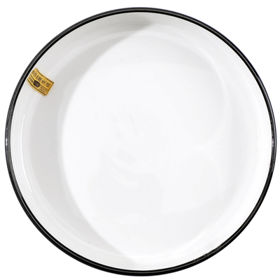 6只装家用盘子菜盘7/8英寸汤菜盘美式竖纹黑边盘简约北欧风格餐盘