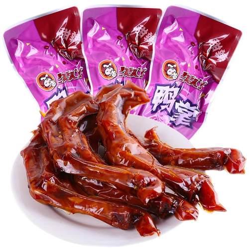 久久丫甜辣鸭掌500g老酱卤味脆鸭爪子鸭脚鸭肉类零食麻辣休闲食品