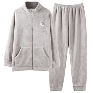 睡衣男款冬季珊瑚绒加厚加绒秋冬法兰绒男士可外穿冬款休闲家居服