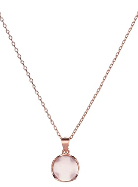 925纯银白玉髓项链女粉水晶吊坠