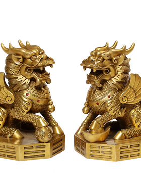 全铜招财镇宅麒麟一对厂家直销