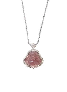 冰紫色佛公仿玉髓项链女新中式