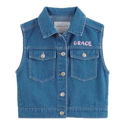 马克珍妮女童可爱小鹿牛仔马甲