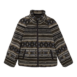 Miss couleur费尔岛复古咖色摇粒绒外套立领保暖MC048