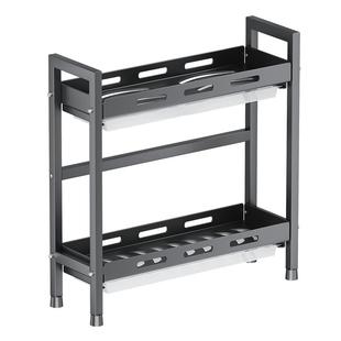 窄款碗碟收纳架不锈钢碗架沥水架台面碗盘窗台厨房置物架小型双层