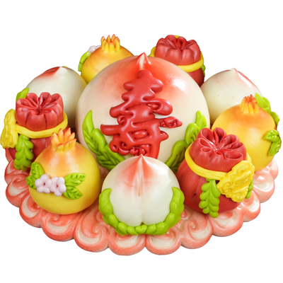 盖盖有口福花饽饽老人祝寿寿桃