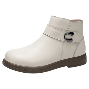 足力健老人鞋官方2025冬季新款白色抗寒保暖东北棉靴加绒雪地女靴