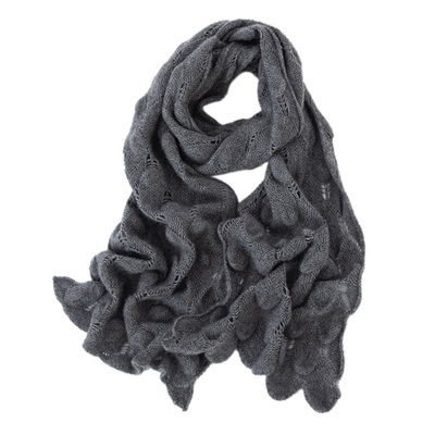 拼色镂空cashmere山羊绒围巾女针织薄款秋冬新款保暖时尚百搭围脖