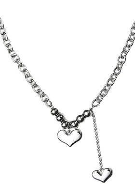 桃心吊坠钛钢欧美ins百搭粗链条