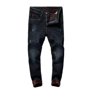 男士牛仔裤男修身弹力休闲纯色秋冬款休闲长裤子男小脚裤潮流百搭