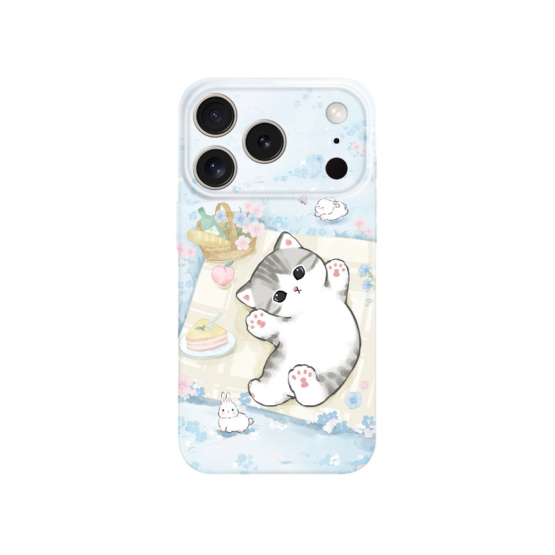 原创猫咪iphone17promax手机壳苹果16适用14可爱13全包12蓝色11小猫pura70华为mate60Pro