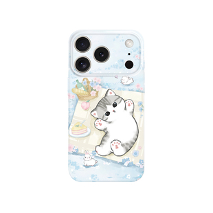 原创猫咪iphone17promax手机壳苹果16适用14可爱13全包12蓝色11小猫pura70华为mate60Pro小米15日系mofusand