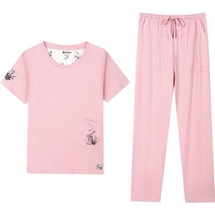 秋鹿旗下中国风品牌【梦伴】睡衣女夏季短袖长裤可外穿家居服套装