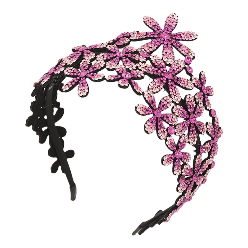 宽边立体花朵头箍带钻防滑发卡女