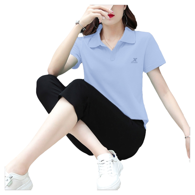 特步女polo翻领运动套装